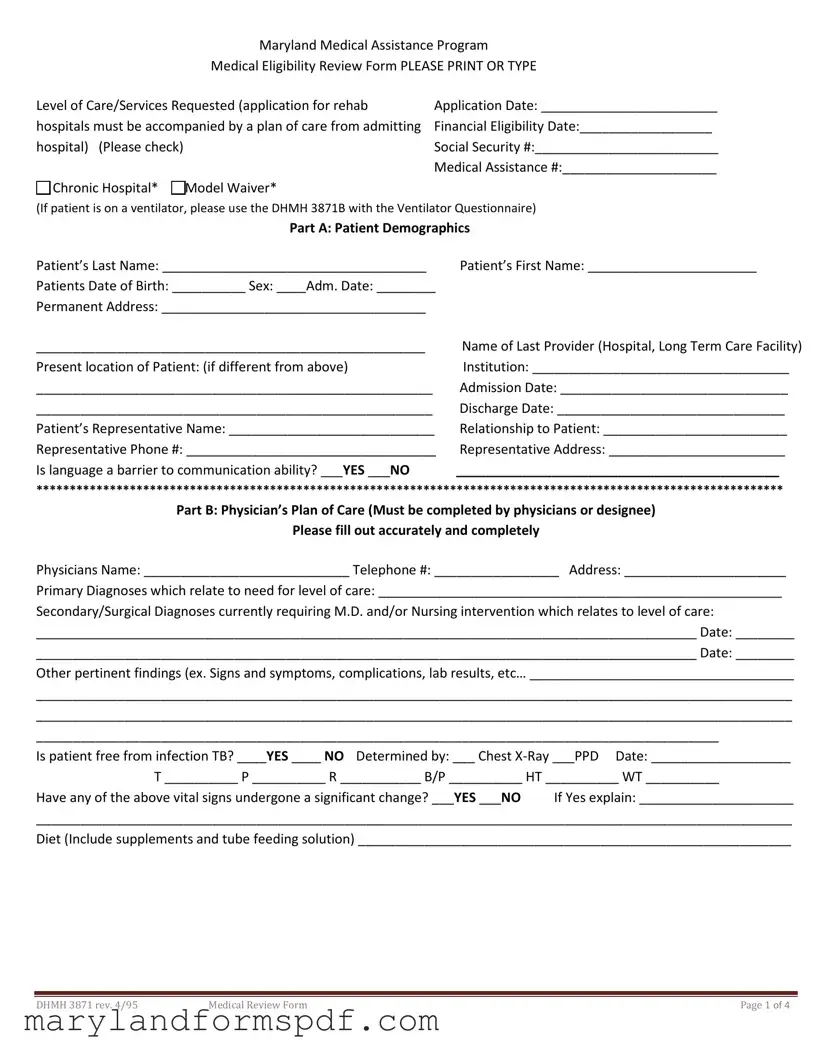 3871 Maryland Medicaid PDF Template