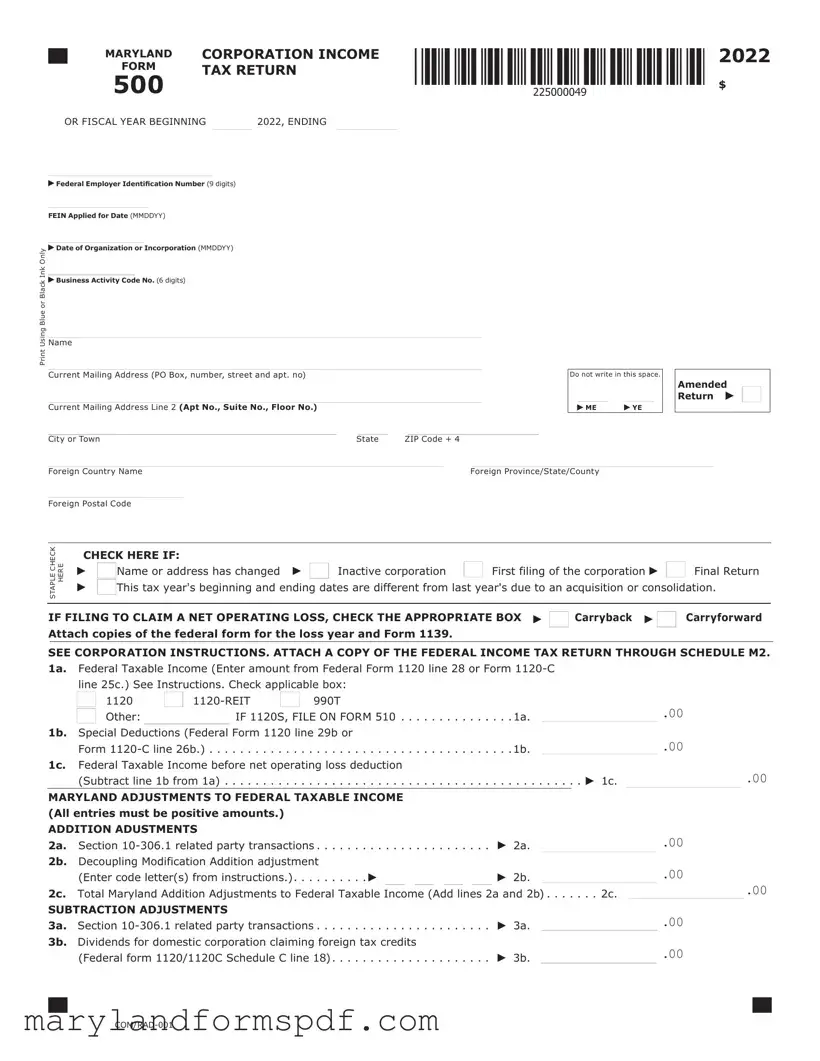 Maryland 500 PDF Template
