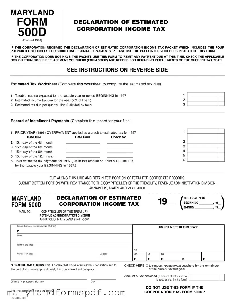 Maryland 500D PDF Template