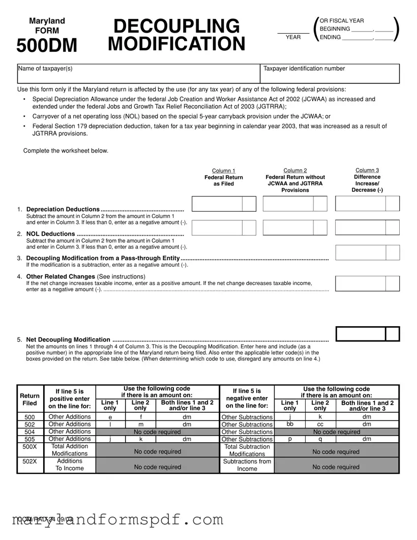 Maryland 500Dm PDF Template