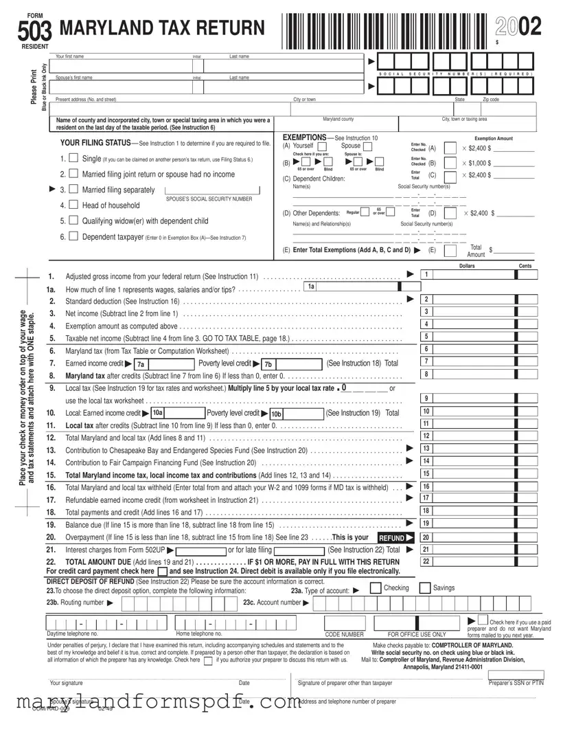 Maryland 503 PDF Template