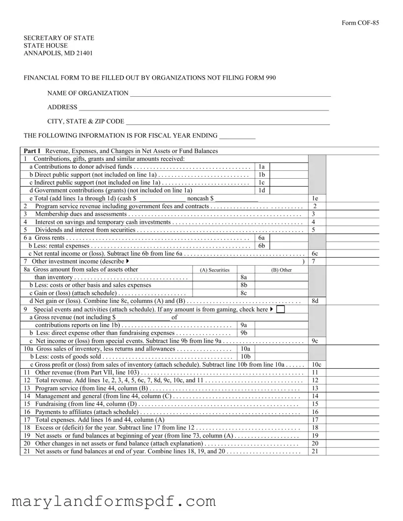 Maryland Cof 85 PDF Template