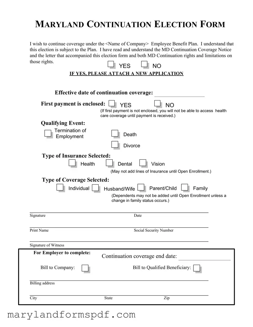 Maryland Continuation Election PDF Template