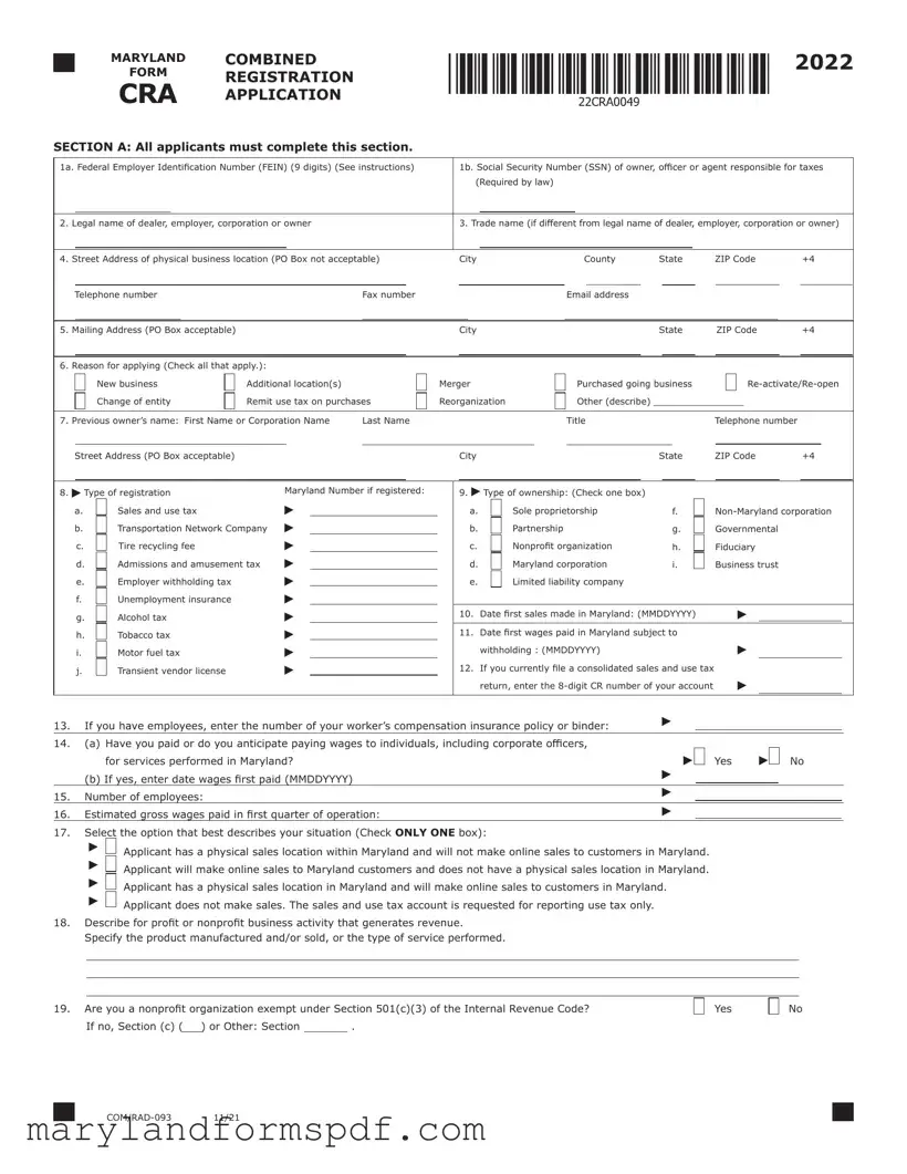 Maryland Cra PDF Template