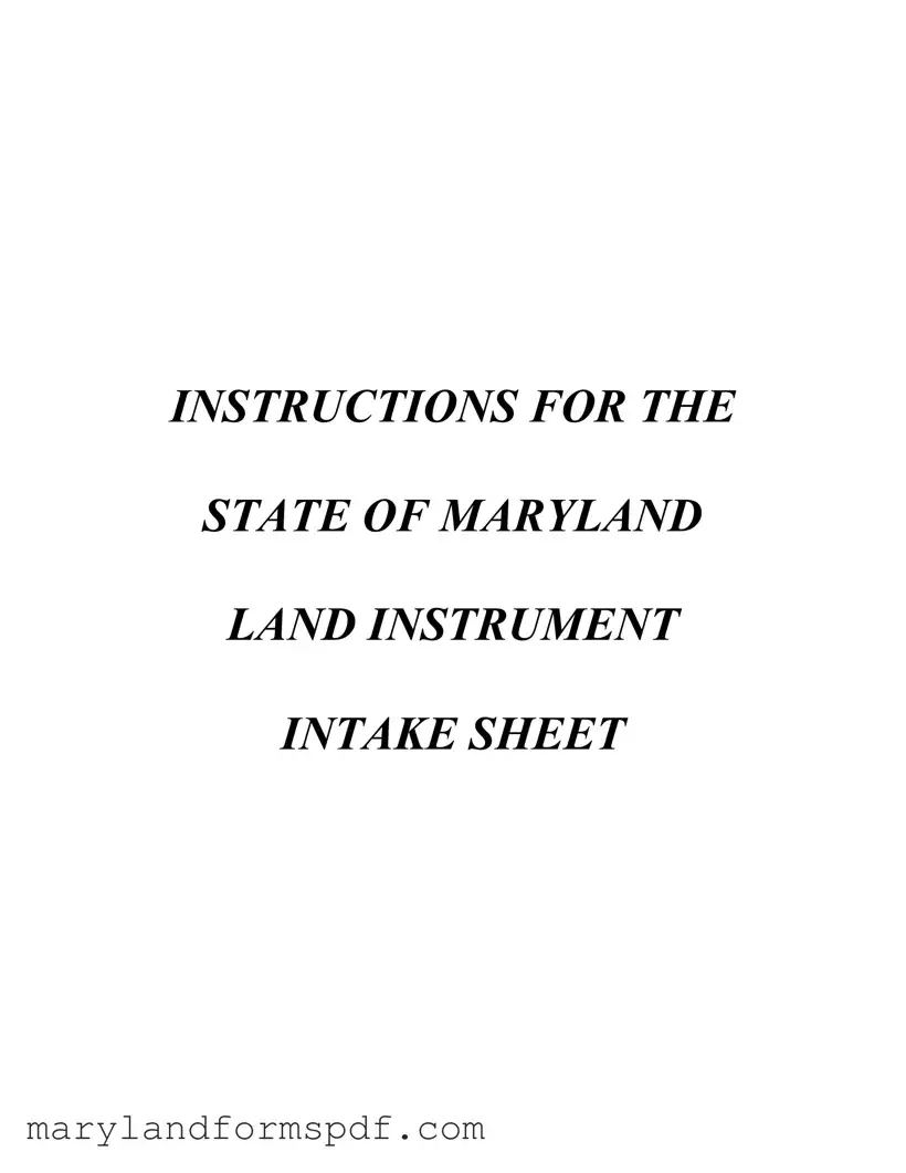 Maryland Intake Sheet PDF Template