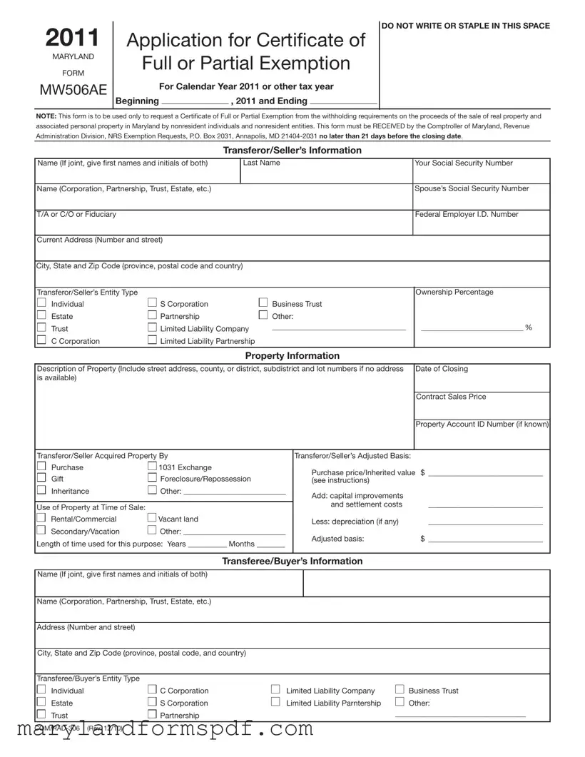Maryland Mw506Ae PDF Template