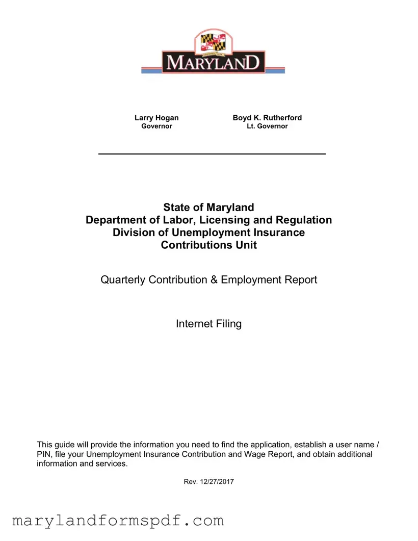 Maryland Quarterly Contribution Report PDF Template