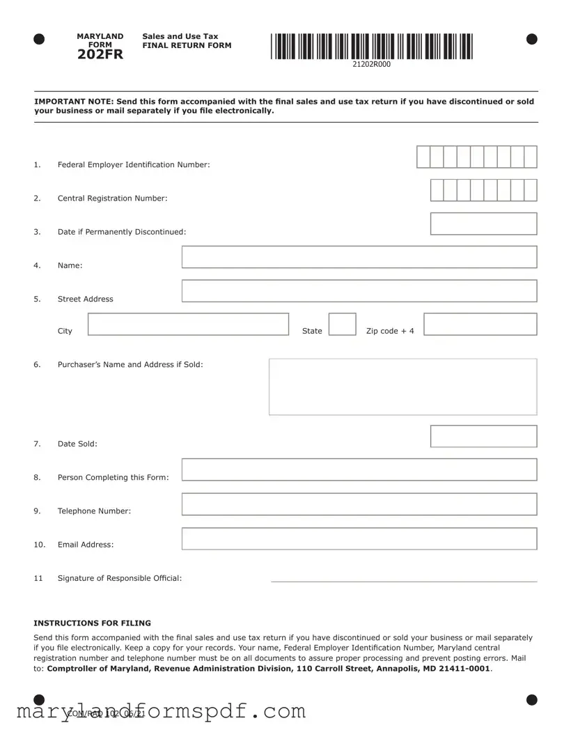 Maryland Sales Use Tax 202 PDF Template