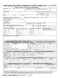 Maryland Confidential Morbidity Report PDF Template