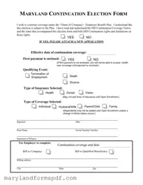 Maryland Continuation Election PDF Template