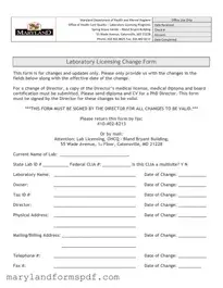 Maryland Laboratory Licensing PDF Template