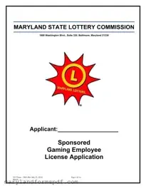 Maryland Lottery License PDF Template