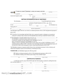 Maryland Modification Sentence PDF Template