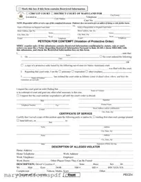Maryland Petition For Contempt PDF Template