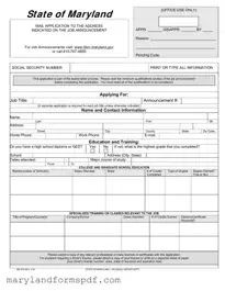 Maryland State 100 Application PDF Template