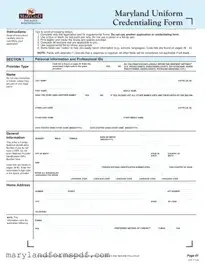 Maryland Uniform Credentialing PDF Template