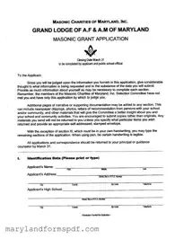 Masonic Lodge Scholarship Application Maryland PDF Template
