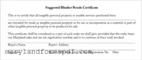 Resale Certificate Maryland PDF Template